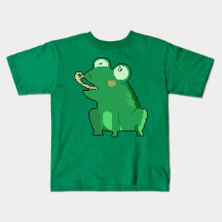 Leapin' Frogs: Pixel Art Frog Design for Fashionable Attire Kids T-Shirt